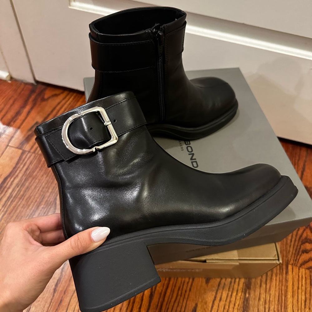 Vagabond Black Ankle Boots with Metallic Buckle